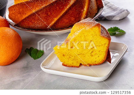 Italian traditional orange cake Chiambella 129517356