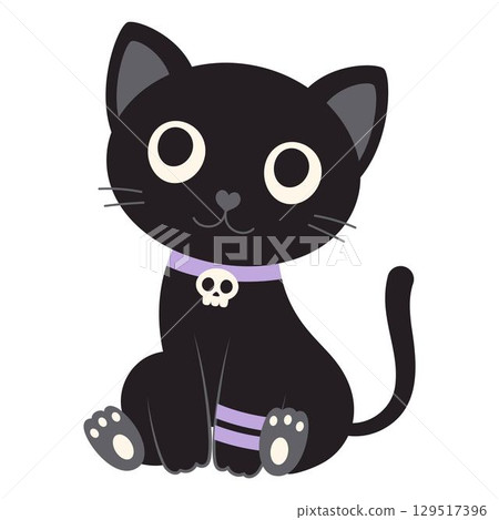 halloween black cat, flat style 129517396