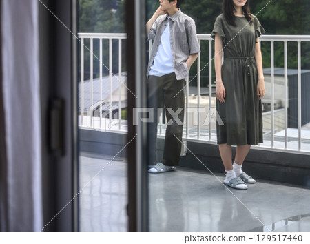 The two of them talking on the balcony after school The two of them talking on the balcony after school 129517440