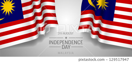 Malaysia happy independence day greeting card, banner with template text vector illustration 129517947