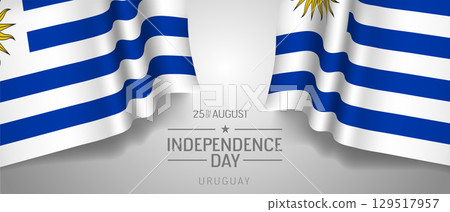 Uruguay happy independence day greeting card, banner with template text vector illustration 129517957