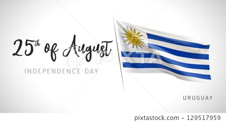 Uruguay independence day vector banner, greeting card. 129517959