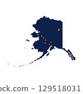 Map of Alaska with flag on white background. State of Alaska. Vector illustration.  129518031
