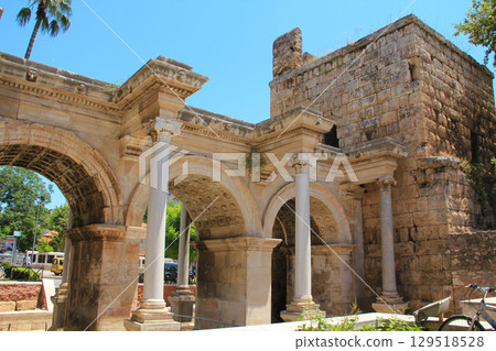 Ancient gate of Roman emperor Adrian in Antalya, Turkey Ancient gate of Roman emperor Adrian in Antalya, Turkey 129518528