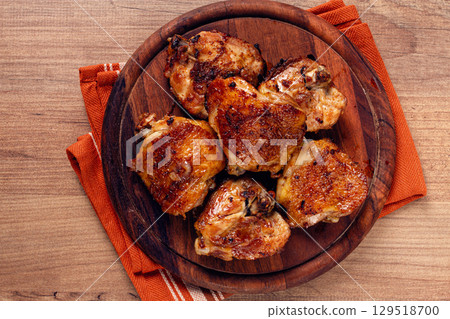 fried chicken thighs, with spices, homemade, no people, fried chicken thighs, with spices, homemade, no people, 129518700