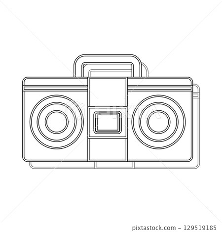 Outlined boombox stereo. Vector 129519185