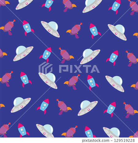 Space adventure pattern. Vector 129519228