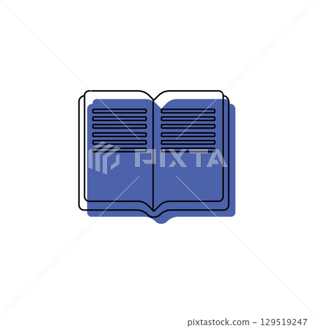 Blue open book outline. Vector 129519247