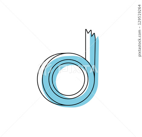 Blue tape roll outline. Vector 129519264