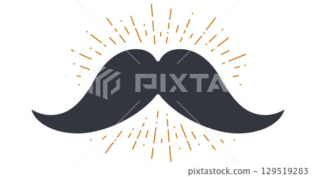 Black mustache. Silhouette black vintage moustache isolated, white background. Symbol of Fathers day, sign Barber Shop, illustration Movember. Vintage mustache sun rays sunburst. Vector illustration Black mustache. Silhouette black vintage moustache isolated, white background. Symbol of Fathers day, sign Barber Shop, illustration Movember. Vintage mustache sun rays sunburst. Vector illustration 129519283