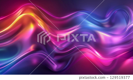 3D Cover. Abstract fluid iridescent holographic neon curved wave in motion colorful background. 3D Cover. Abstract fluid iridescent holographic neon curved wave in motion colorful background. 129519377