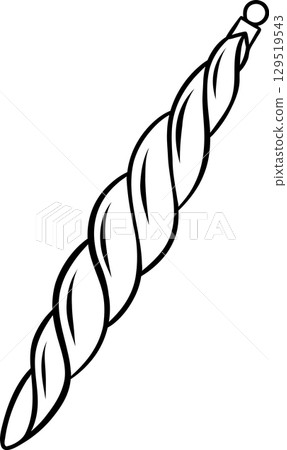 Vintage glass icicle Christmas ornament in doodle sketch style - simple black and white vector icon. Hand-drawn swirling shape with retro holiday charm 129519543