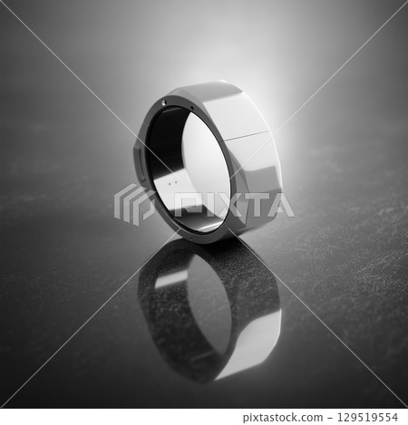 單色閃耀的多面金屬戒指 129519554