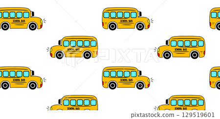 Seamless pattern yellow school bus transport. 129519601