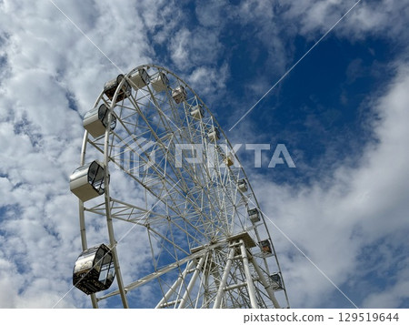 Ferris wheel on the background of blue sky in summer. High quality photo Ferris wheel on the background of blue sky in summer. High quality photo 129519644