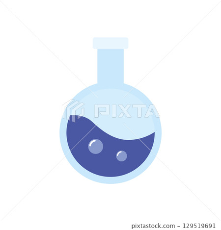 Blue round flask bottle. Vector 129519691