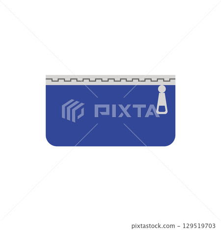 Blue pencil case zipper. Vector Blue pencil case zipper. Vector 129519703