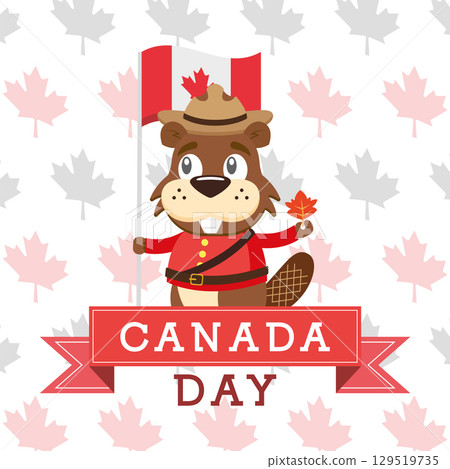 Canada Day beaver celebration. Vector 129519735