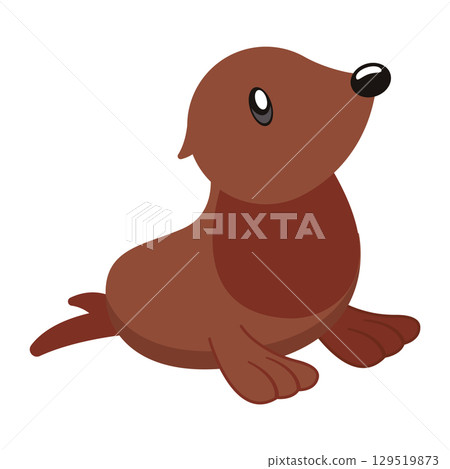 Brown baby seal cartoon. Vector Brown baby seal cartoon. Vector 129519873