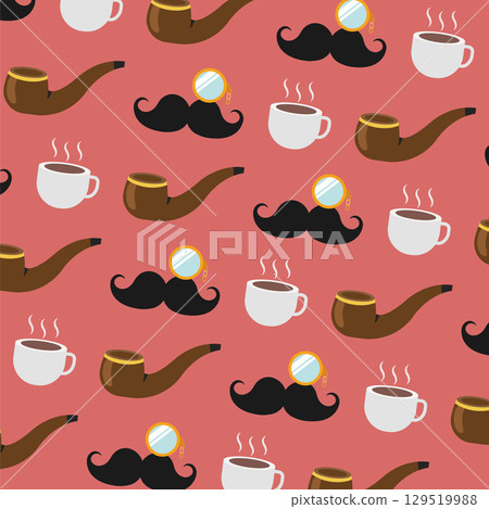 Gentleman lifestyle pattern. Vector 129519988