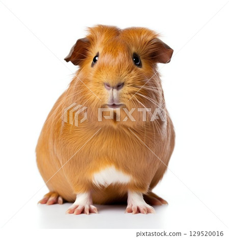 Adorable Fluff: Guinea Pig Isolated on White Background. Generative ai Adorable Fluff: Guinea Pig Isolated on White Background. Generative ai 129520016