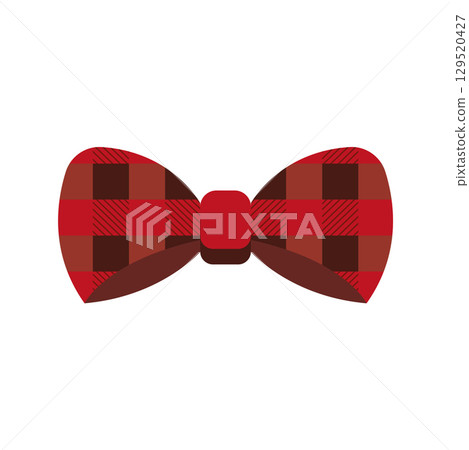 Red plaid bow tie. Vector 129520427