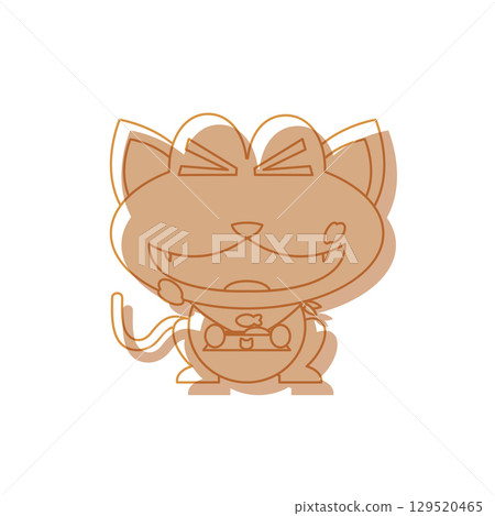Cat eating happy face. Vector Cat eating happy face. Vector 129520465