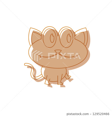 Walking cat cartoon face. Vector 129520466
