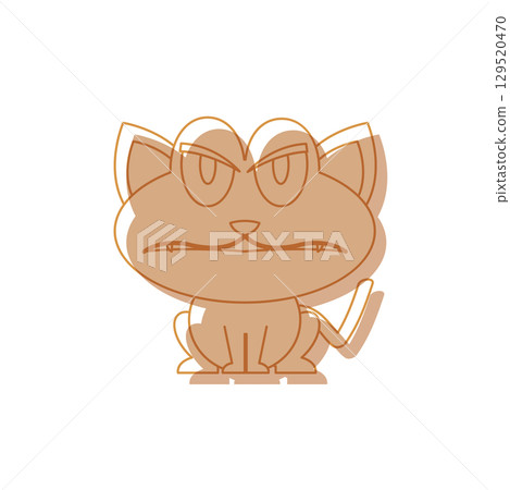 Angry cat cartoon face. Vector 129520470