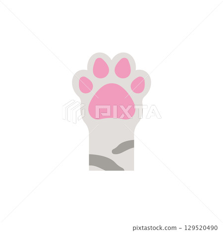 Pink cat paw raised up. Vector 129520490