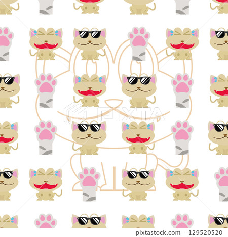 Cool cat paw pattern art. Vector Cool cat paw pattern art. Vector 129520520