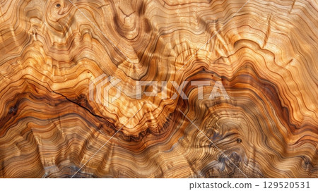 Intricate and Beautiful Patterns of Polished Wood Grain Featuring Warm Tones and Various Textures Throughout 129520531