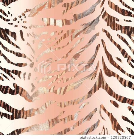 An Elegant Rose Gold Zebra Print Pattern Perfect for Creative and Stylish Designs in Fashion and Art 129520567