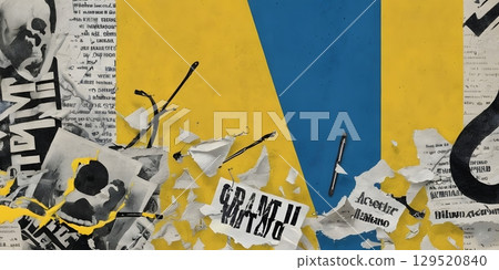 Abstract Blue and Yellow Gradient Waves, Ukrainian Flag Colors, Presentation Background 129520840