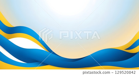 Abstract Blue and Yellow Gradient Waves, Ukrainian Flag Colors, Presentation Background 129520842