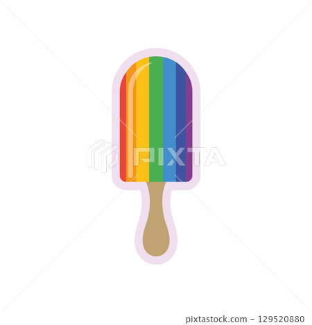 Rainbow ice cream popsicle. Vector 129520880