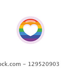 Rainbow heart in circle. Vector 129520903