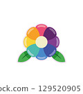 Rainbow flower with petals. Vector 129520905
