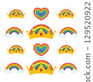 Rainbow Crowns and Hearts. Vector 129520922