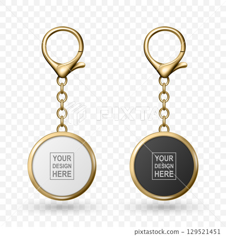 Vector Keychain Icon Set, Isolated. Realistic Round Keychain Design for Branding. Blank Keychain Mockup for Logo. Luxury Metallic Keychain Template for Custom Accessory Design Vector Keychain Icon Set, Isolated. Realistic Round Keychain Design for Branding. Blank Keychain Mockup for Logo. Luxury Metallic Keychain Template for Custom Accessory Design 129521451