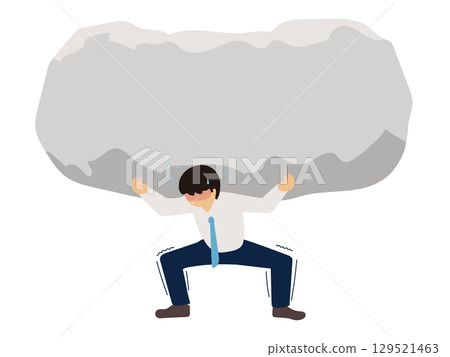 一位商人搬運沉重石頭的插圖 129521463