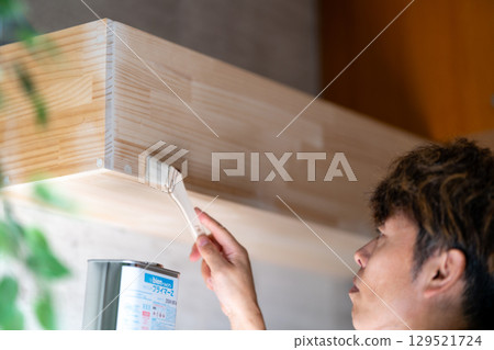 Renovation, DIY, Interior Construction, Dinoc Sheet, Printed Decorative Film Installation, Primer Treatment 129521724