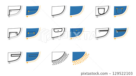 Set of Jeans Curved Pockets - Traditional Five, Stitched Round Coin Flapped Watch with Tab, Zipper Welt text names 129522103