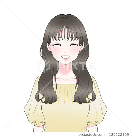 微笑的女人的上半身插圖 微笑的女人的上半身插圖 129522509