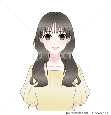微笑的女人的上半身插圖 129522511