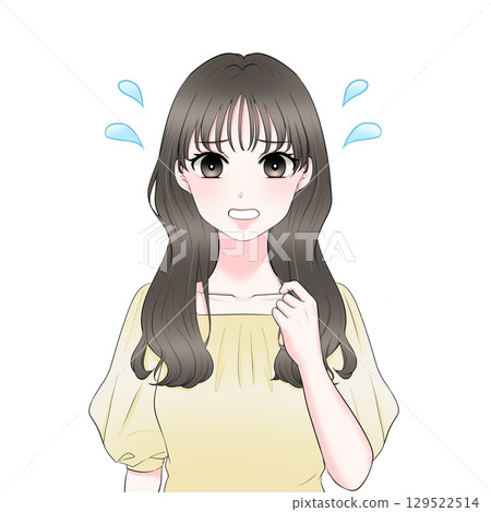 不耐煩的女人的上身插圖 不耐煩的女人的上身插圖 129522514