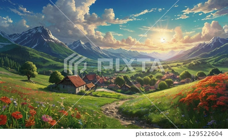 A breathtaking digital landscape of expansive sky and light that will soothe your soul 129522604