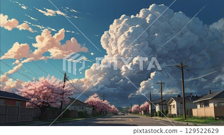 A harbinger creeping into the silence of the blue sky - A fantastical landscape depicting the appearance of earthquake clouds 129522629