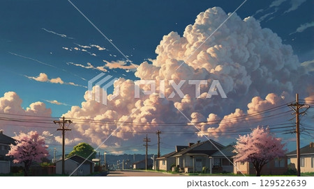 A harbinger creeping into the silence of the blue sky - A fantastical landscape depicting the appearance of earthquake clouds A harbinger creeping into the silence of the blue sky - A fantastical landscape depicting the appearance of earthquake clouds 129522639