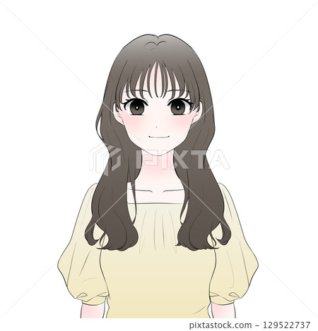 Simple illustration of a smiling woman's upper body Simple illustration of a smiling woman's upper body 129522737